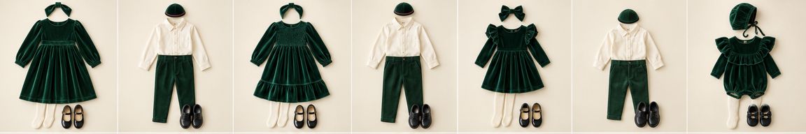 Emerald & cream coordinated outfits